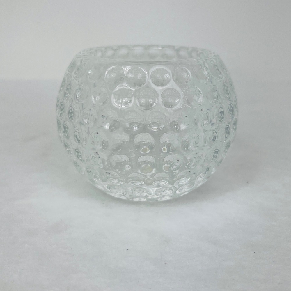 PartyLite Candle Holder Round Clear Bubble Textured Glass Votive Bowl Excellent